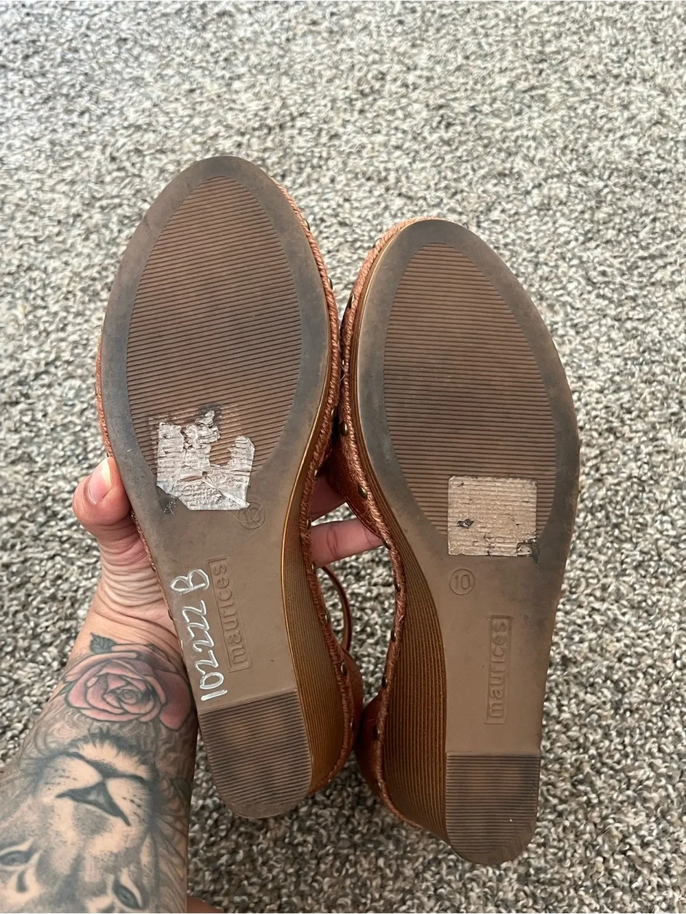 Maurices Tan Brown Wedge Espadrilles with Ankle Strap